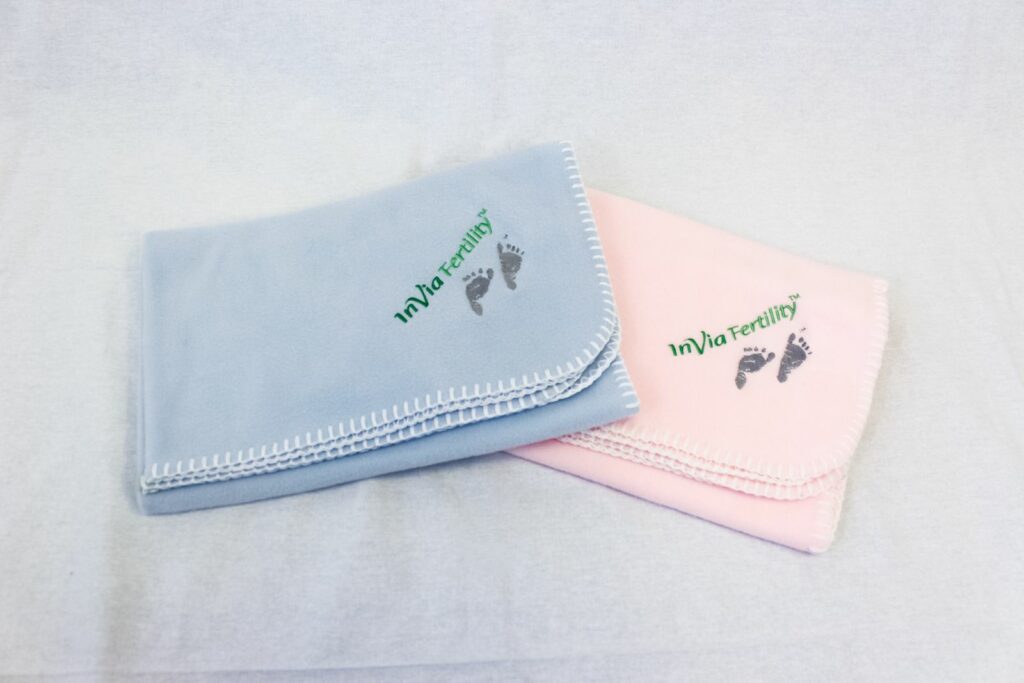 Pink and blue towels for InVia Fertility 